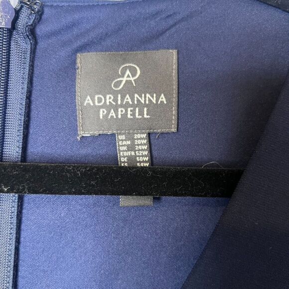 Adrianna Papell Navy Blue Sleeveless Formal Pantsuit Cascade Draped Plus SZ 20W - Picture 12 of 13